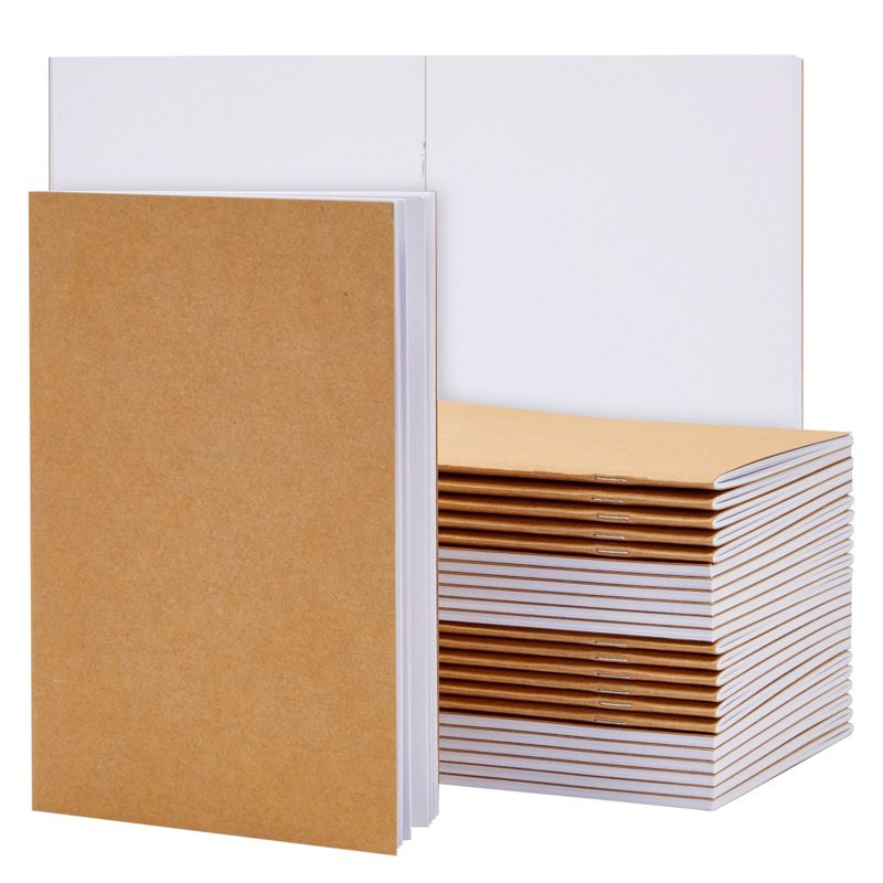 Paper Junkie 24 Pack Blank Journals Bulk Set, Kraft Paper Blank Books To Write Stories, 5.5x8.5" Notebooks for Kids, A5 Size, Brown, 1 of 10