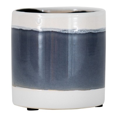 Blue and White Ombre Glazed Ceramic Planter - Foreside Home & Garden