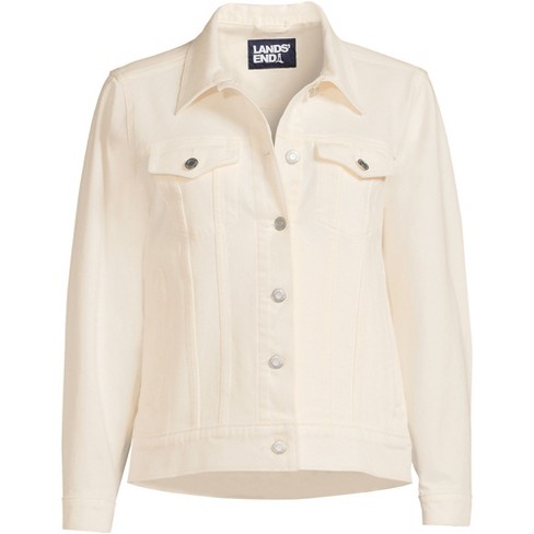 Women's Cropped Denim Trucker Jacket - Wild Fable™ Cream 1X