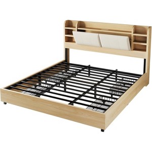 AMERLIFE Bed Frame with 4 Storage Drawers and Bookcase Headboard - 1 of 4