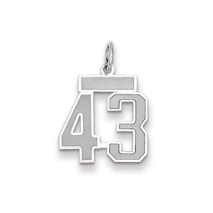 Black Bow Jewelry 14k White Gold, Jersey Collection, Small Number 43 Pendant - 1 of 2