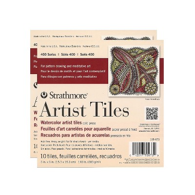Strathmore Artist Tiles Watercolor Pad 6" x 6" 10 Sheets/Pad 2 Pads/Pack (PK2-105-973-1) 04641-PK2