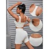 INSPIRE CHIC Women's Exercise Outfits Scoop Neck One Shoulder High Waist Gyms Body Shapers 4 Pieces Workout Set - 3 of 4