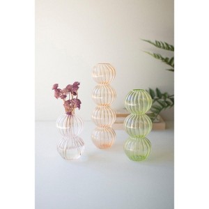 Fluted Glass Stacking Ball Vases – 14" Tall Set of 3 Decorative Home Accents by Kalalou - 1 of 3