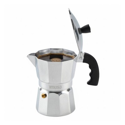 IMUSA 3 Cup Aluminum Stovetop Coffeemaker: Manual Espresso Maker, Gray, No Filter Needed, Hand Wash, 8 oz Capacity
