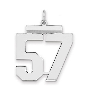 Black Bow Jewelry Sterling Silver, Athletic Collection, Large Polished Number 57 Pendant - 1 of 3