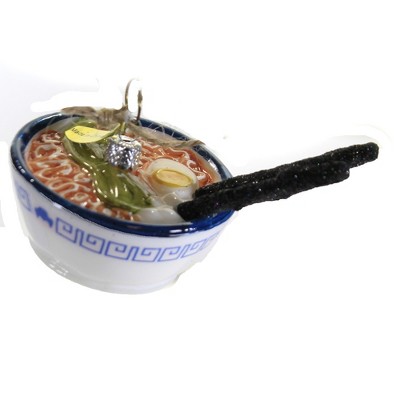 Holiday Ornament 2.5" Blue & White Bowl Of Ramen Japanese Chopstick Soup Food  -  Tree Ornaments