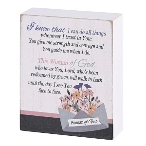 Dicksons TPLK34-331 Woman I Know That I Can Do All Things Whenever I Trust In You White, Black, And Pastel Purple 3 x 4 Wood Distressed Finish - 1 of 3