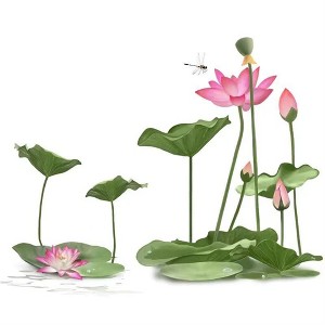 Decorative Lotus Flower Vinyl, Wall Stickers Self Adhesive Living Room Bedroom Wall Decor, Living Room Bedroom Office Wall Stickers - 1 of 4