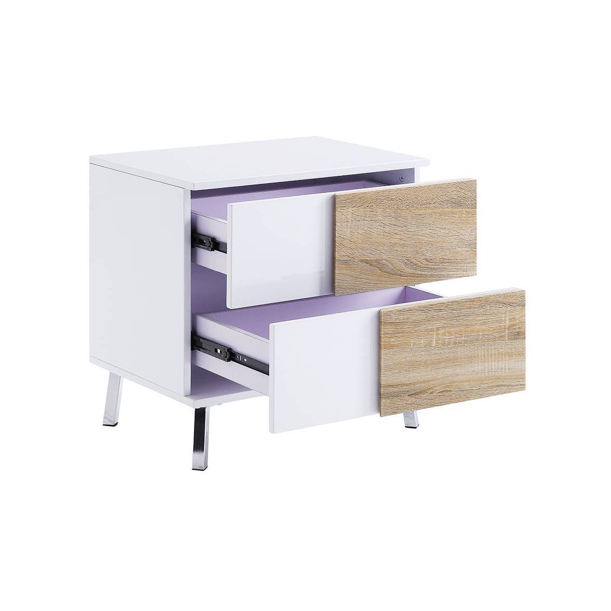 Acme Furniture Verux 22" Accent Tables White High Gloss: Modern Rectangular with Tapered Legs & Storage Drawer - thumbnail 9