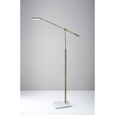 Adjustable Antique Brass and Marble LED Floor Lamp