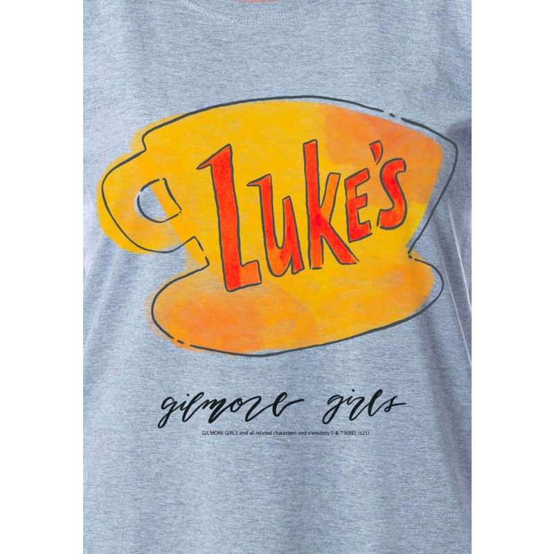 Gilmore Girls Womens' Luke's Diner Logo Nightgown Sleep Pajama Shirt Grey, 3 of 4