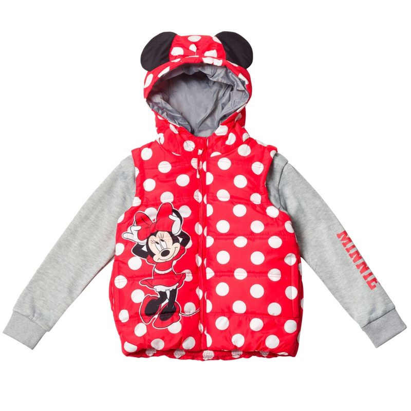 Disney Minnie Mouse Girls Zip Up Vest 2fer Jacket Toddler to Little Kid, 3 of 7