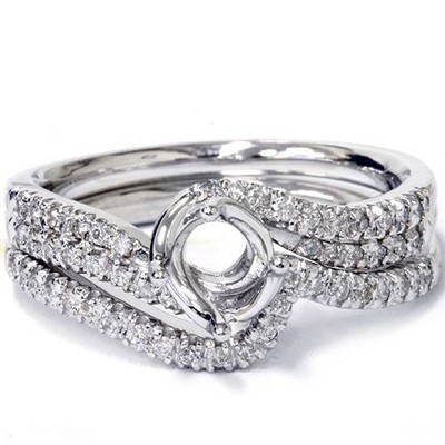 Pompeii3 1/3ct Twist Diamond Engagement Wedding Ring Mount Set 14K White Gold