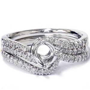 Pompeii3 1/3ct Twist Diamond Engagement Wedding Ring Mount Set 14K White Gold - 1 of 2