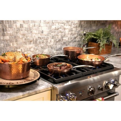 Copper Hammered Nonstick 10-Piece Aluminum Cookware Set