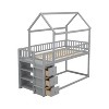 NicBex Twin Loft Bed House Shaped Wooden Bed Frame with Storage Shelf, 3 Drawers, Ladder and Full Length Guardrail, No Box Spring Required, Gray - 4 of 4