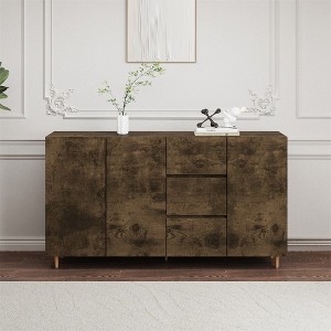 63 Inch Sideboard Buffet Cabinet With Rack Shelf, Coffee Bar Storage With Metal Legs, Divided Display Storage Sideboard With 3 Drawers - 1 of 4