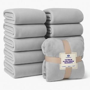 Continental Bedding Microfleece Bed Blankets - 10 Pack - Soft Lightweight Fleece Throw Blanket Single Color Set - Ivory, Purple, Pink, Blue, Gray - 1 of 4