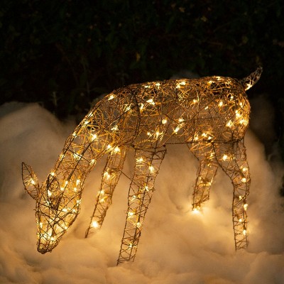 Outdoor/Indoor Christmas Grazing Reindeer Lighted Display – LED Holiday Deer Decoration w
