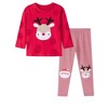 MyKids-Usa Spring and Autumn Girls Christmas Cartoon Pattern Long Sleeves Sweatshirt and Striped Pants Clothing Set - 2 of 4