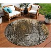 Brown And Copper Abstract Washable Indoor Outdoor Area Rug - 2 of 4