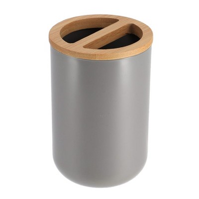 Gray Bamboo Compact Toothbrush and Toothpaste Holder