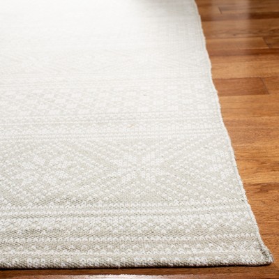 Silver Ivory Floral Handwoven Cotton Area Rug 3' x 5'