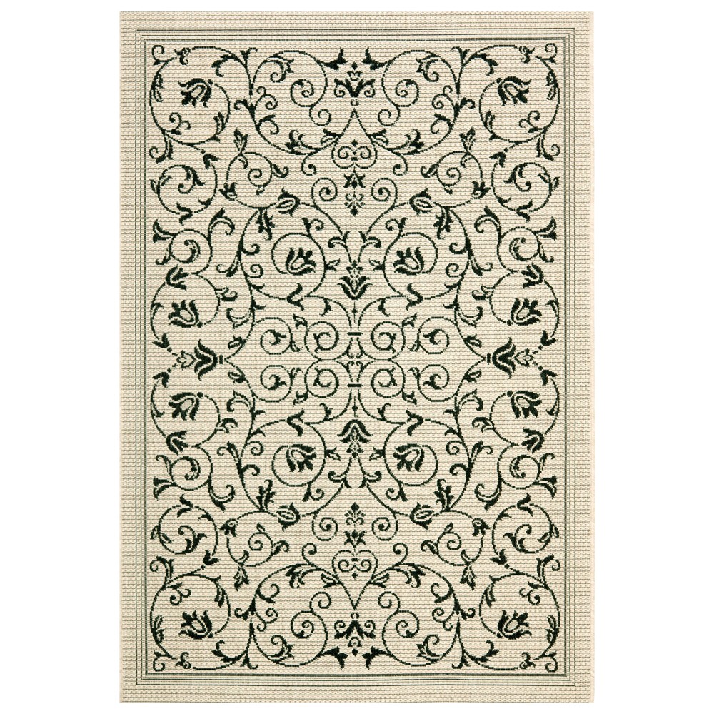 4'X5'7in Rectangle Vaucluse Outdoor Rug Sand/Black - Safavieh