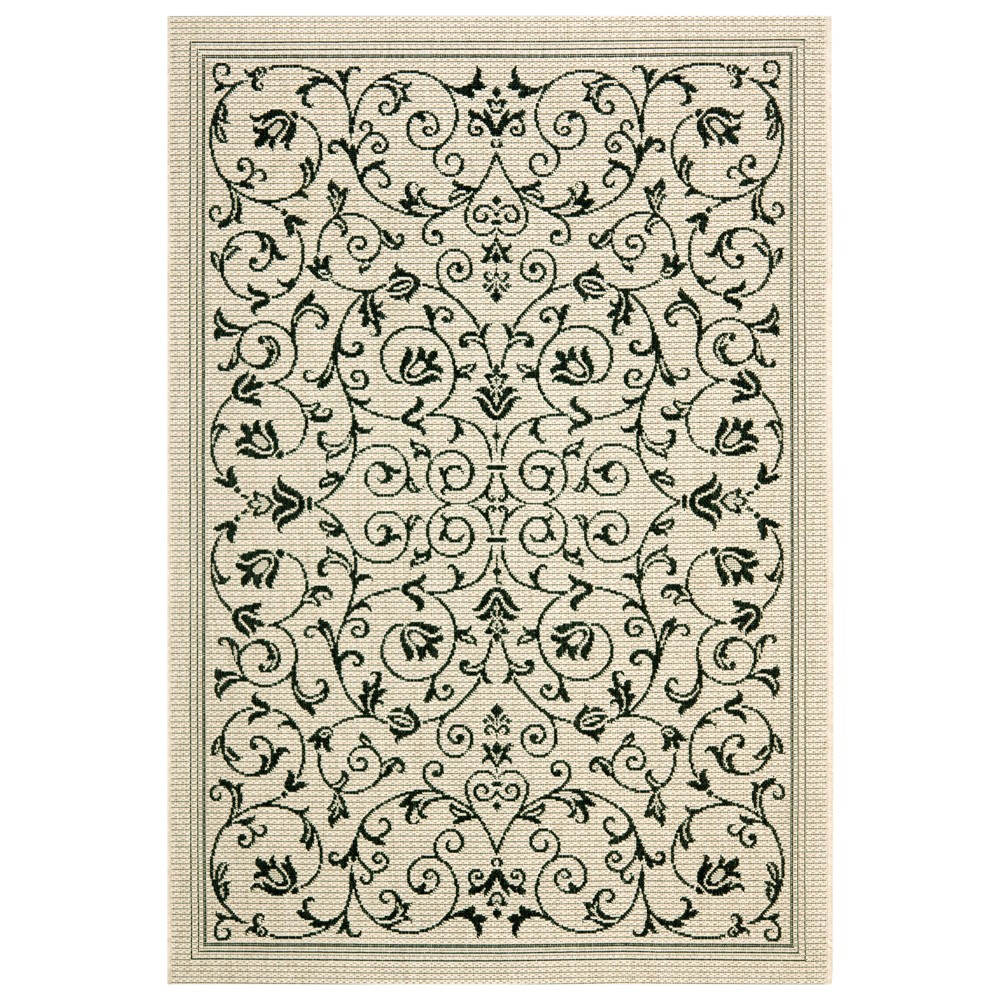 4'X5'7in Rectangle Vaucluse Outdoor Rug Sand/Black - Safavieh