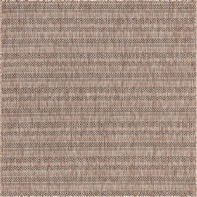 Natural Brown Synthetic Square Outdoor Stain-resistant Rug