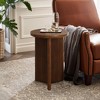 LuxenHome Round Walnut Finish Wood Side Table with Curved Legs, 23" Tall Fluted Accent End Table for Modern Home, Bedside Tables for Bedroom Brown - 2 of 4