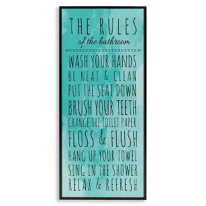 Stupell Industries Bathroom Rules on Turquoise, 13" x 30" - 1 of 4
