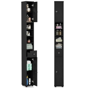 Tangkula Tall Slim Bathroom Storage Cabinet Linen Tower w/Drawer Adjustable Shelves - 1 of 4