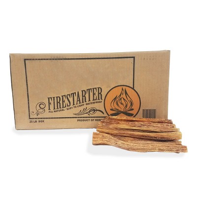 Nature Spring Fatwood Fire Starter Sticks- 25lb Box of All-Natural Kindling- Lights When Wet- For Indoor and Outdoor Fires
