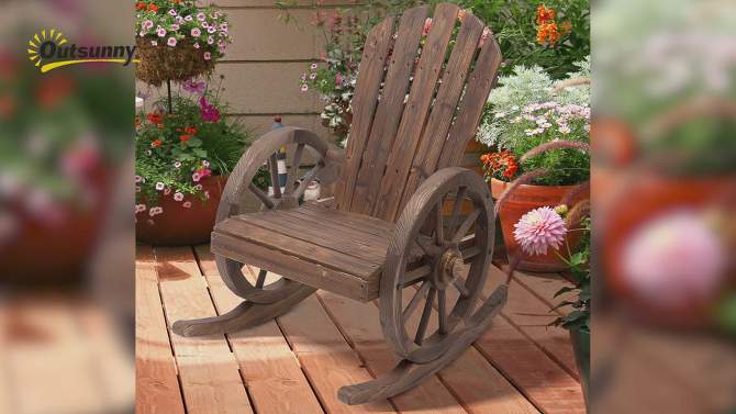 Outsunny Adirondack Rocking Chair with Slatted Design and Oversize Back for Porch, Poolside, or Garden Lounging, 2 of 8, play video
