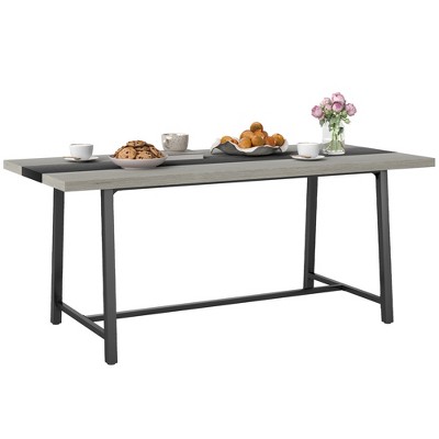 HOMCOM Industrial Dining Table for 8 People, 70.9" Long Rectangular Kitchen Table with Large Tabletop and Steel Legs for Dining Room, Distressed Gray