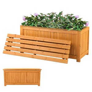 Karl Home | 3-in-1 Solid Outdoor Wood Bench with Raised Garden Bed - 1 of 4