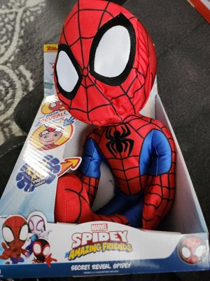 Marvel Spidey and his Amazing Friends - Cuenta con revelación de héroe  secreto de Spidey de peluche, peluche de 12 pulgadas con sonidos, juguetes  para