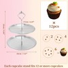 Unique Bargains 2 Tier Round Cup Cake Holder Tower with Tiered Serving Tray for Donuts Fruit 9.06"x7.87" - 2 of 4