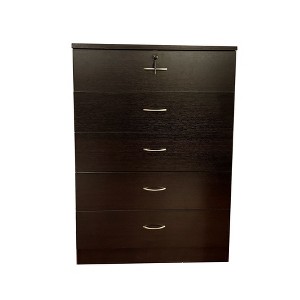 NicBex 5 Drawers Chest of Drawers with Locking Top Drawer Closet Organizers and Storage with Metal Glide rails for Bedroom, Living Room, Espresso - 1 of 4
