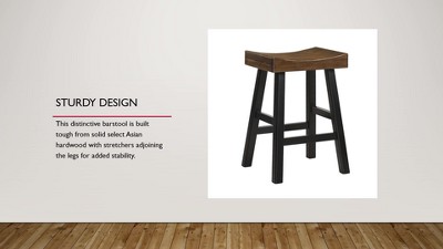 Colburn 33.5'' Espresso Solid Rubberwood Saddle Bar Stool