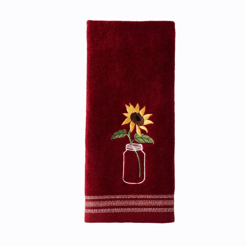 2pc Sunflower in Jar Hand Towel Set Burgundy - SKL Home, 3 of 6
