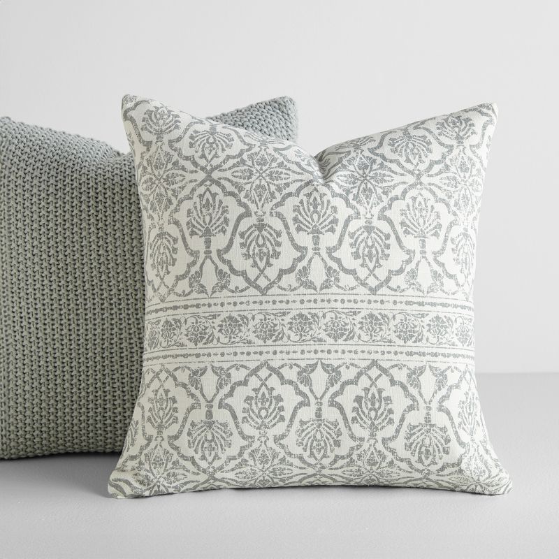 2-Pack Eucalyptus Throw Pillows Seed Stitch Knit with Cotton Patterns in Antique Floral - Becky Cameron, Eucalyptus, 20 x 20, 6 of 13