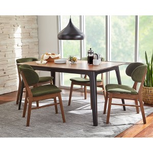 Lifestorey Set of 2 Rory Mid Century Modern Dining Chairs Green/Walnut - 1 of 3
