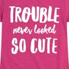 Girls' - Instant Message - Trouble Never Looked So Cute Fitted Short Sleeve Graphic T-Shirt - 2 of 4