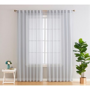 HLC.ME Lauren Semi Sheer Light Filtering Transparent Pocket Top & Back Tab Lightweight Window Curtain Panels, Set of 2 - 1 of 4