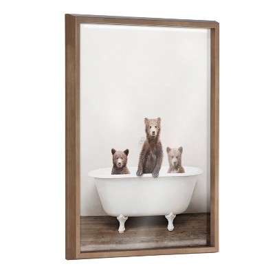 18" x 24" Blake Three Little Bears in Vintage Bathtub Framed Printed Glass by Amy Peterson Art Studio - Kate & Laurel All Things Decor