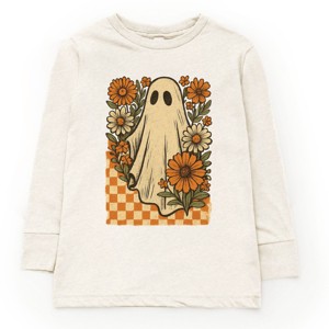 Checkered Ghost Floral Vintage - Youth Long Sleeve Graphic T-Shirt and Toddler Long Sleeve Graphic Tee - 1 of 3
