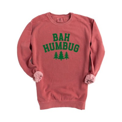 Simply Sage Market Women's Garment Dyed Graphic Sweatshirt Bah Humbug Trees